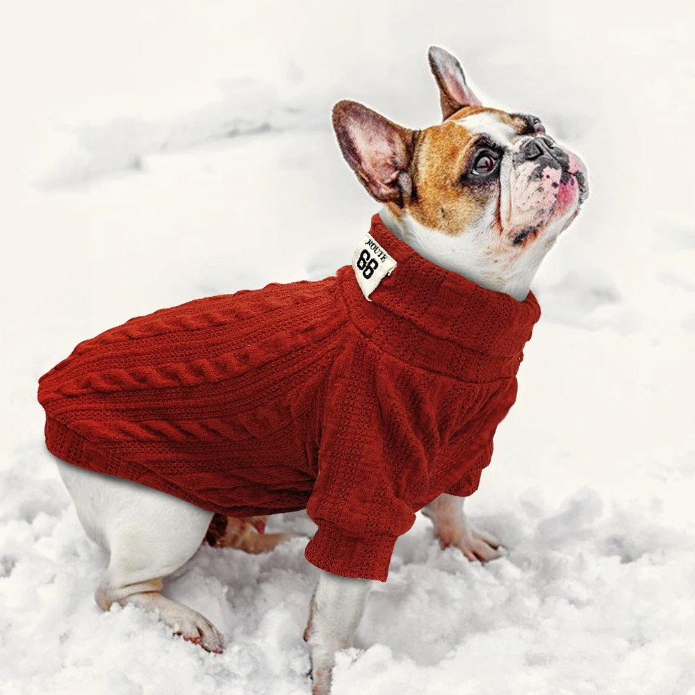 Одежда для собак, одежда для маленьких и средних собак, свитер с воротником под горло, зимнее теплое вязаное пальто, куртки для собак, одежда для домашних животных, XS-XXXL