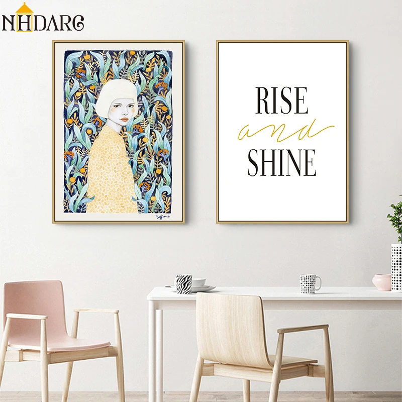 

Nordic Modern Vogue Flower Girl Sweet Fresh Posters And Prints Canvas Art Painting Wall Pictures For Living Room Home Decor