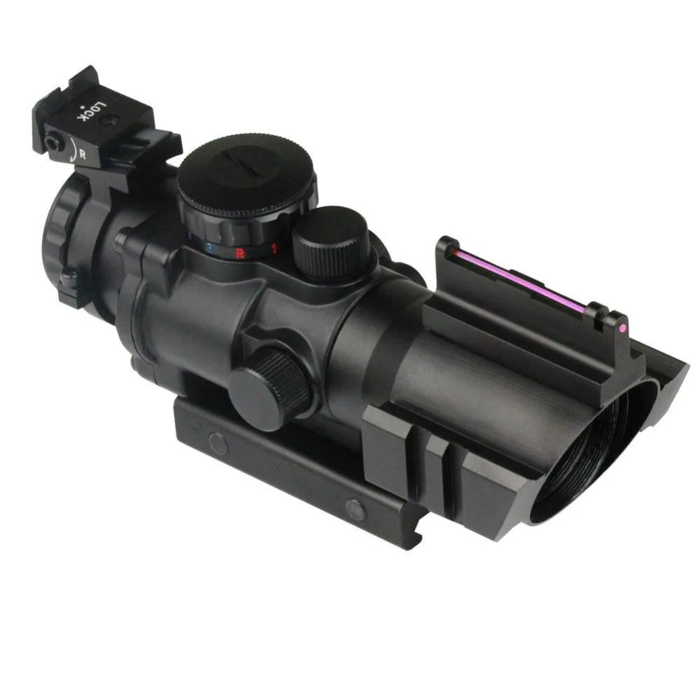 Прицелы Охотничьи прицелы UniqueFire 4x32 RGB Tri-Illuminated Compact Scope с красным волоконным оптическим прицелом травленое стекло