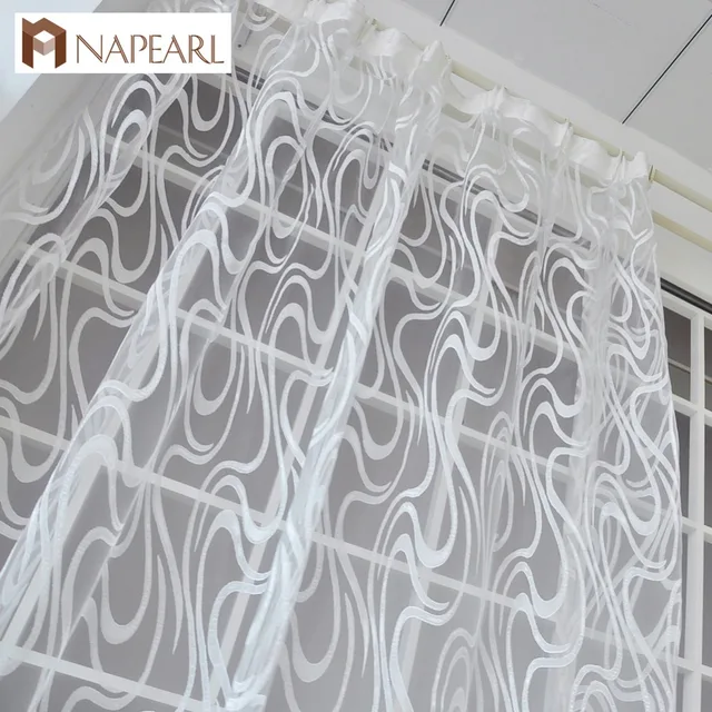 NAPEARL stile Europeo a strisce disegno jacquard ready made tende trasparenti te NAPEARL stile Europeo a strisce disegno jacquard ready made tende trasparenti te