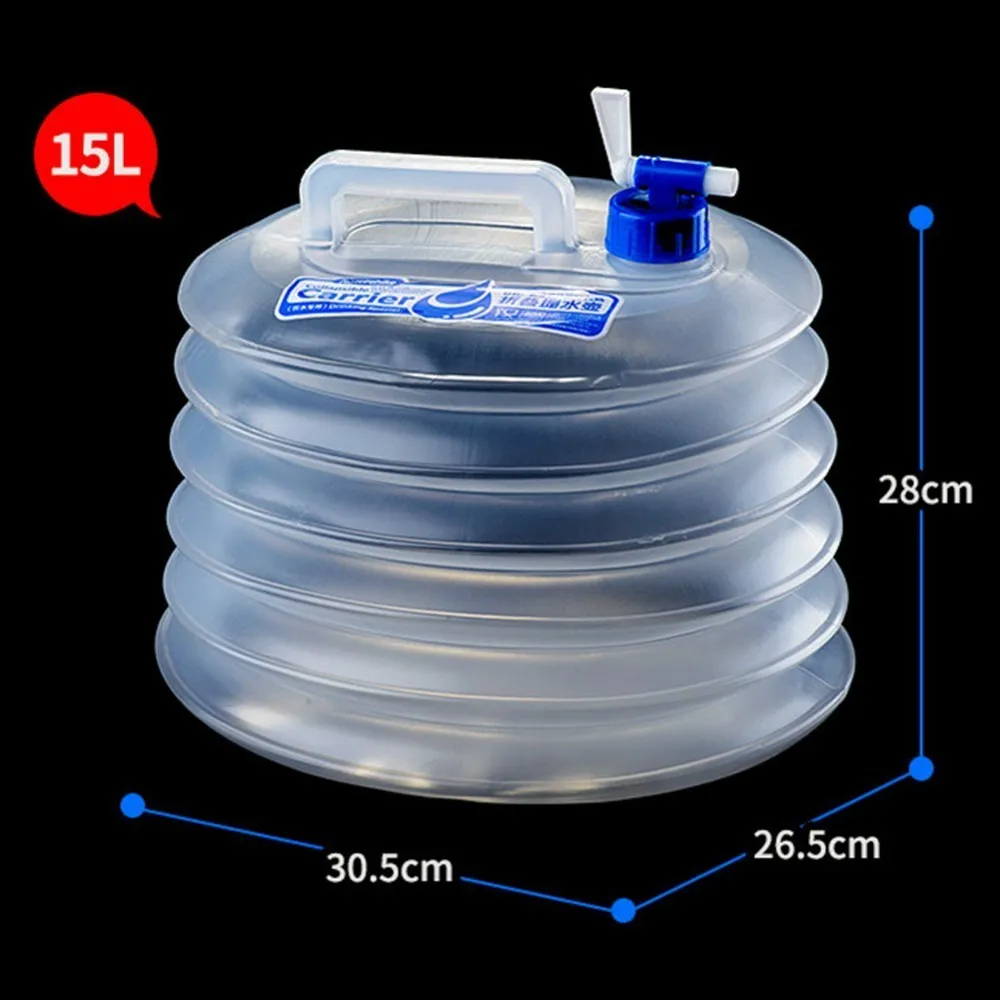 5L/10L/15L складное ведро для воды на открытом воздухе для кемпинга, портативная мягкая колба, контейнер для воды, сумка для хранения, резервуар для воды с краном - Цвет: 15L