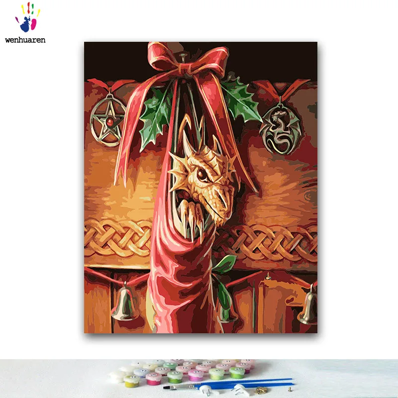 

DIY Coloring paint by numbers Cartoon anime dragon paintings by numbers with kits 40x50 framed