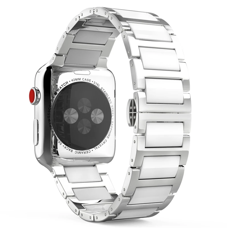 Керамика с браслетом из нержавеющей стали для часов Apple Watch 44 мм 40 42 38 браслет iWatch 5