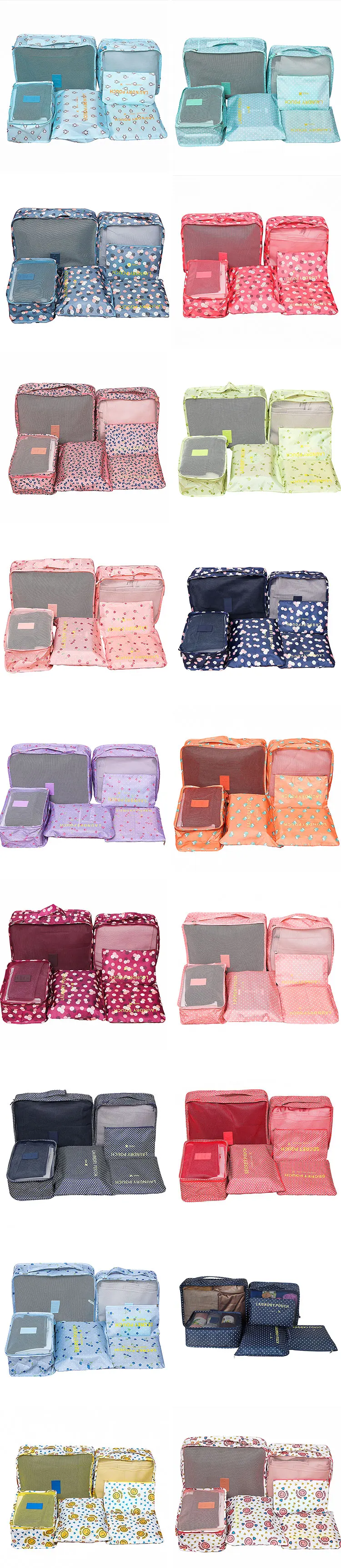 6 шт. набор дорожных сумок Портативный Упаковка Cube для женщин мужчин одежда чемодан сортировки чехол для хранения Организатор интимные