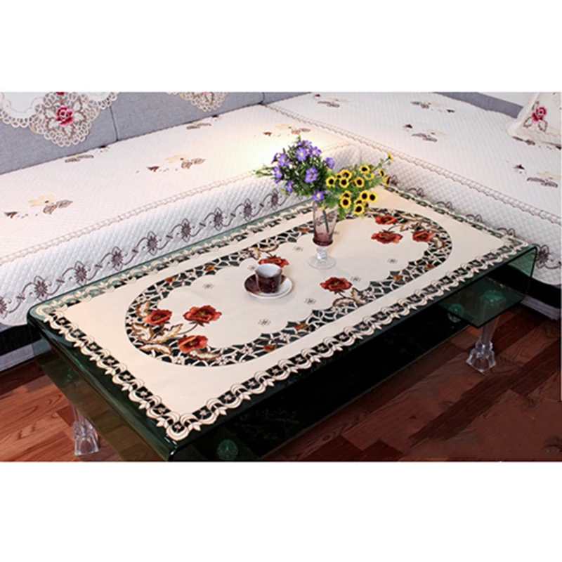 

Oval Vintage Embroidered Lace Tablecloth Floral Table Cloth/Mat Decoration