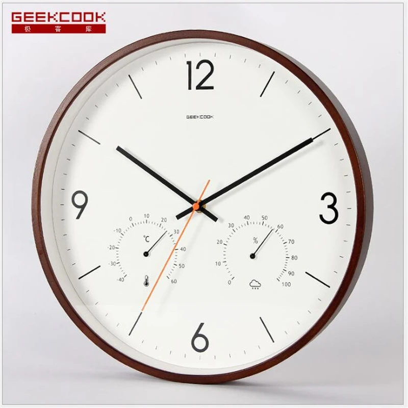 

Geekcook Wall Clock Home Clock Elegant And Elegant 14 Inch Large Size Temperature And Humidity Multifunctional Wall Clock