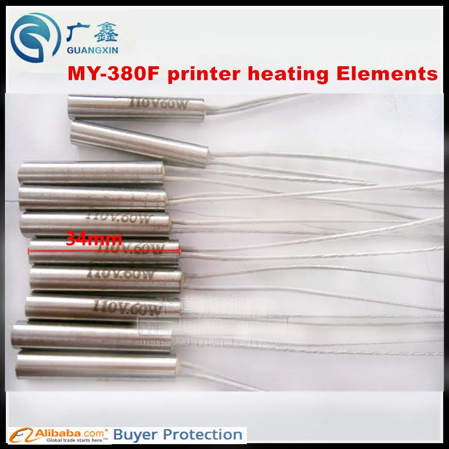 

Free shipping Electric Cartridge Heater Heating Element of MY-380F printer ,6*34mm 110V 60W Electric Cartridge Heating Element
