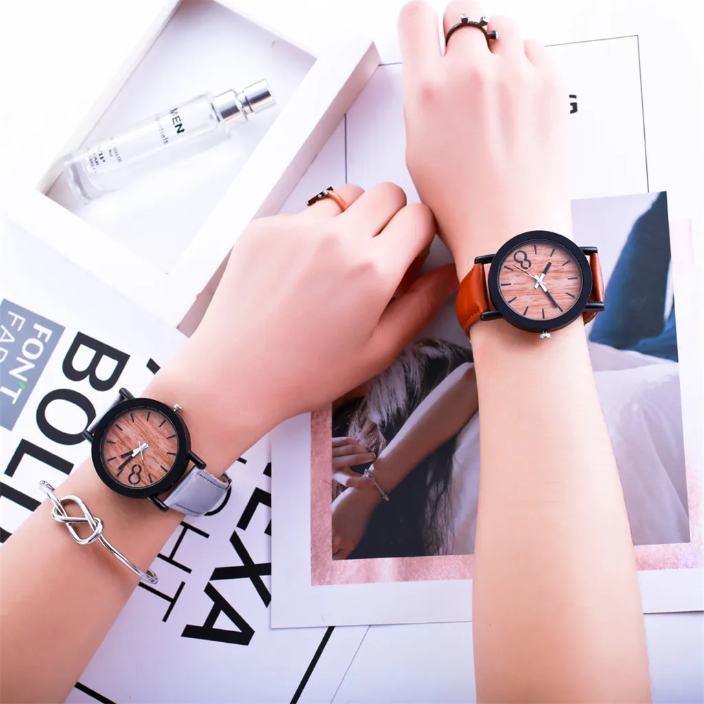 Модные Женские Аналоговые кварцевые наручные часы Классический женский кожаный ремешок повседневное Allloy часы женские под дерево