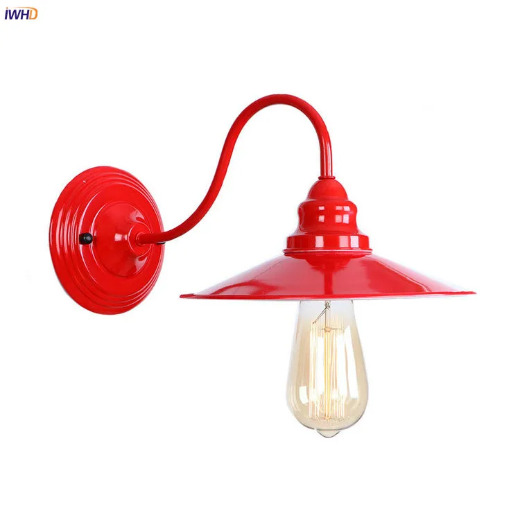 

IWHD Loft Style Retro LED Wall Light Fixtures Bedroom Living Room Red Metal Vintage Wall Lamp Sconce Wandlampen Applique Murale