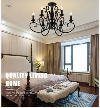 

Iron Candle lighting chandelier Restaurant minimalist living room bedroom creative American European retro chandelier lighting