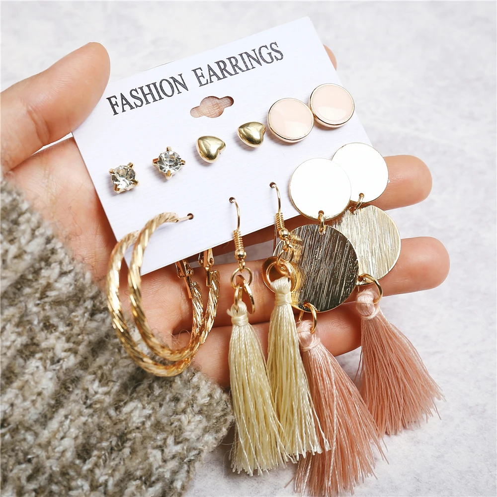 17KM 6 Bohemian Earring Long Tassel Drop Earrings Set For Women Girl 2019 Fashion Geometric Earring Cheap Brincos Female Jewelry - Image 3