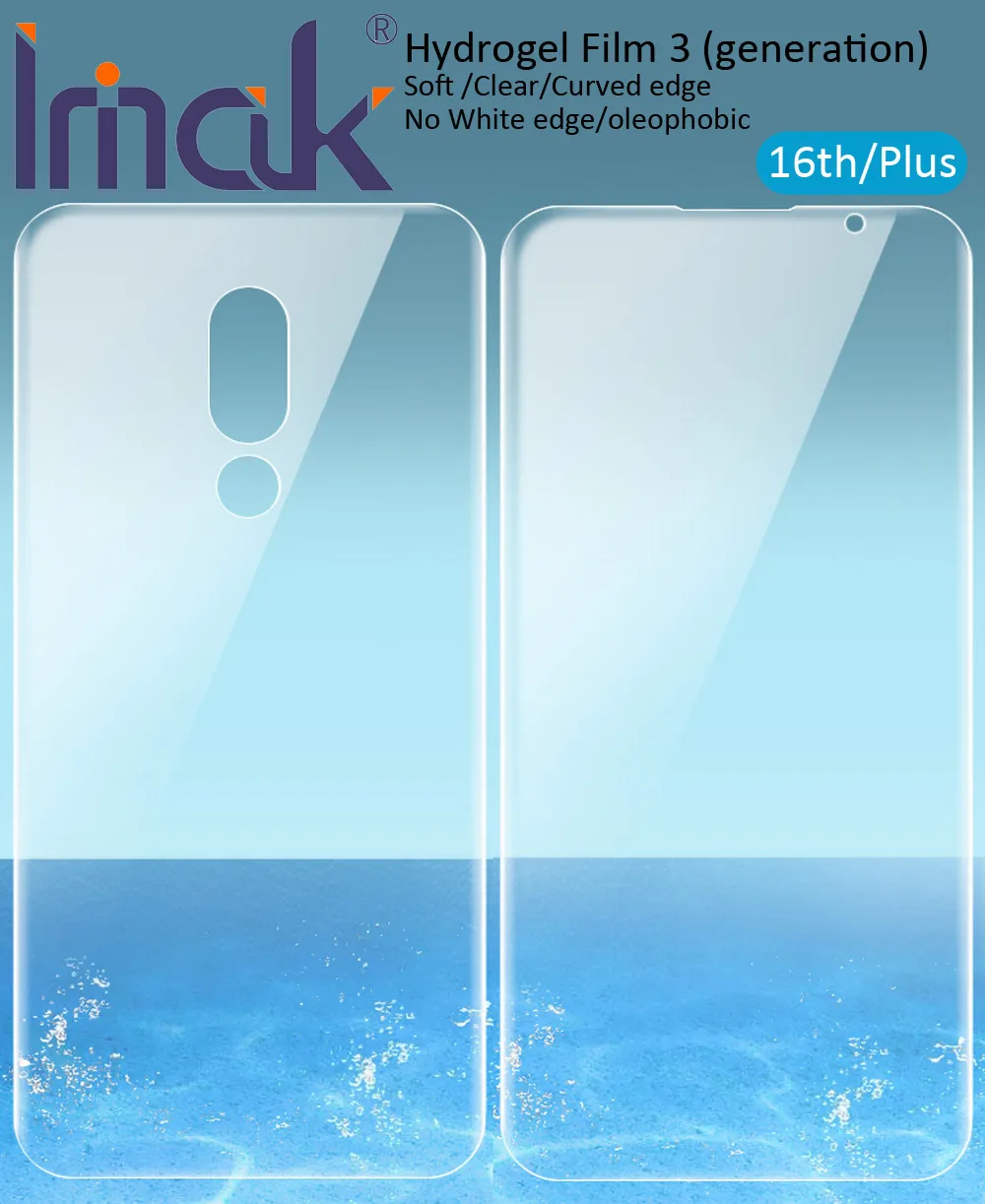 

imak Hydrogel Film 3 III For Meizu 16 Plus Rear Front Back Screen Protective Transparent oleophobic