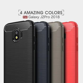 

Rugged Armor Cases for Samsung Galaxy J2pro 2018 Carbon Fiber cases for J2Pro 2018 cover DHL Free shipping 50pc shockproof cover