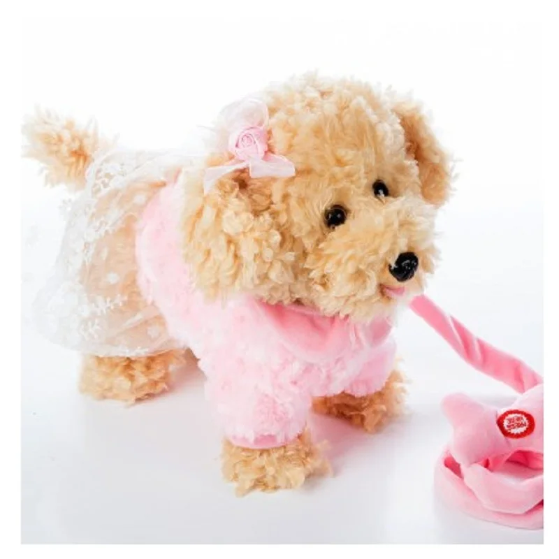 Electric leash dog Miss Teddy Plush Toys Music machinery remote control Leash dog electronic toys For