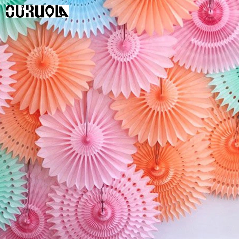 

Paper Fans 5pcs 20cm Wedding Mermaid Party Decoration Tissue Paper Cut-out For Home Decorations Pinwheels Hanging Flower
