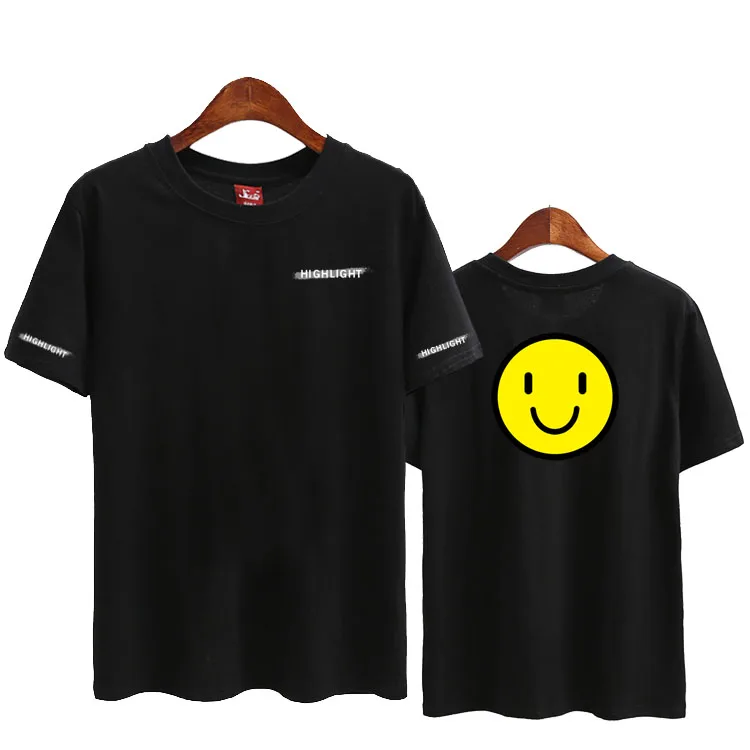 

Summer highlight live can you feel it smiley face printing o neck short sleeve t-shirt kpop beast concert supportive t shirt