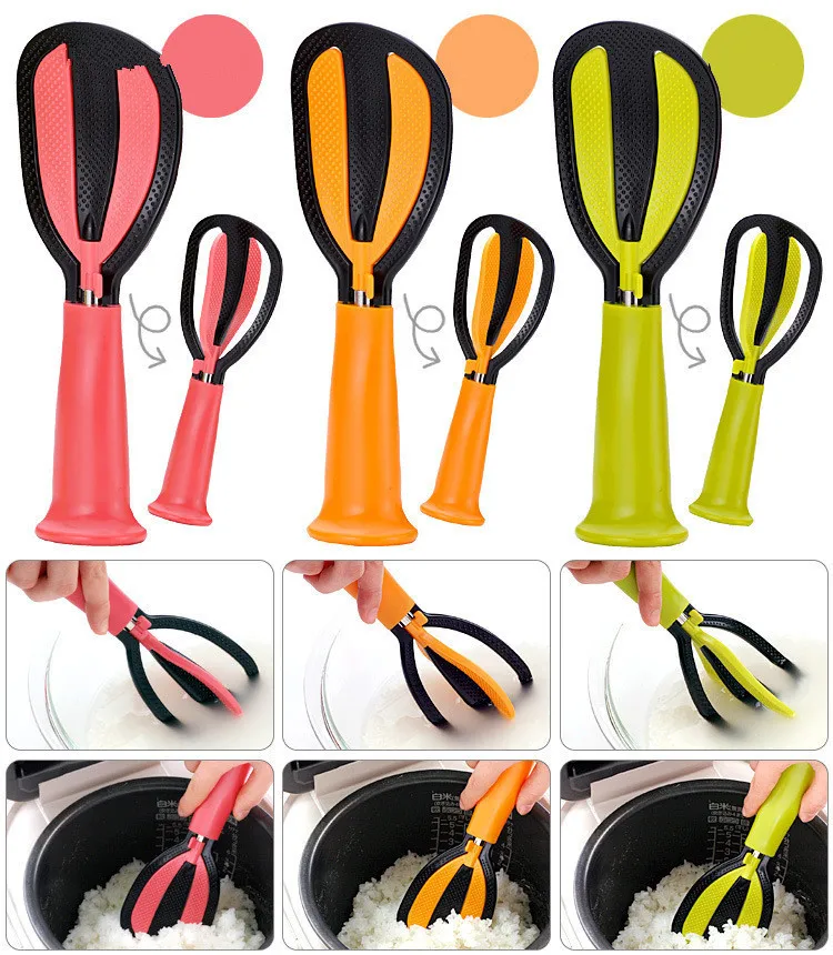 

1PC Multifunctional Non-stick rice spoon shovel plastic vertical rotary meter Rice Wash spoons Egg Beater ladle Kitchen OK 0489