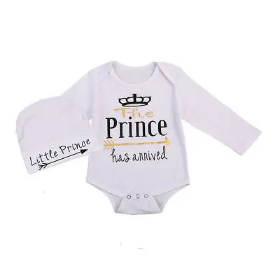 

Newborn Infant Baby Boy Tops Hat Outfits Cotton Bodysuit Jumpsuit Clothes Toddler Boys Little Prince Bodysuits Sunsuits Brief