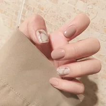 Elegant 24pcs/set Ink wind style Color jump design false nails Simple Middle-long size lady full nail tips Patch art tool bride