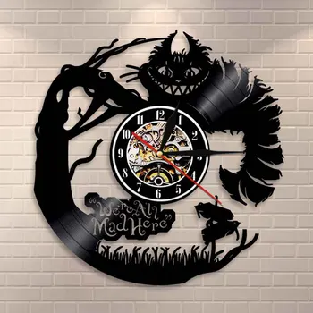 

Alice in Wonderland Wall Clock Modern Design Vinyl Record Wall Watch Classic Retro Style Hanging Clocks Home Decor Silent 12"