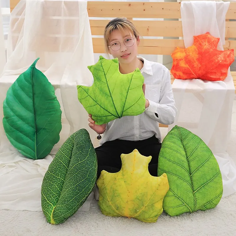 1pc about 40 55cm 13 Patterns Flower pillows simulation leaf maple plush stuffed toy simulation