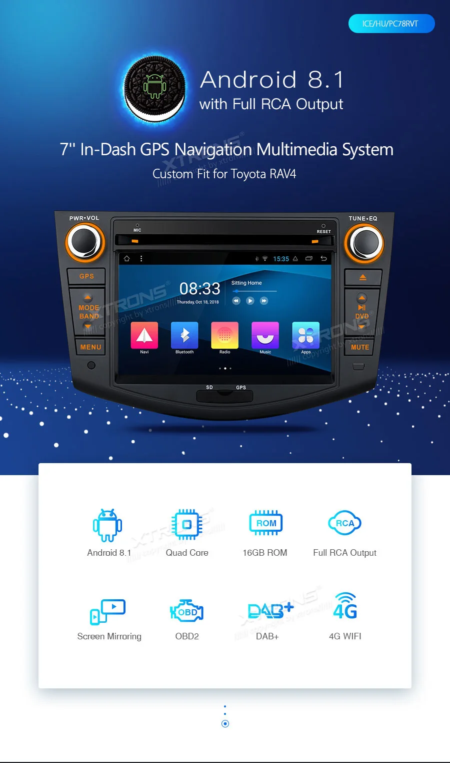 Cheap 7" Quad Core CPU Android 8.1 OS Car DVD Multimedia GPS Radio for Toyota RAV4 2006-2012 with Picture-in-Picture Function Support 1