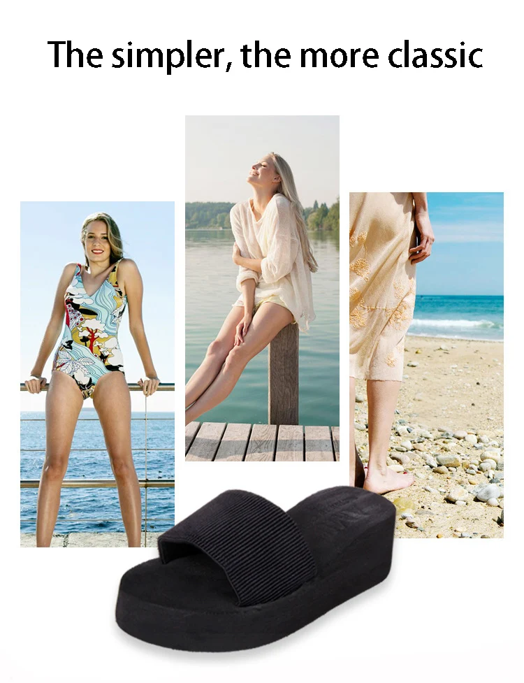 Summer Woman Shoes High Heel Slippers Platform bath slippers Wedge Beach Flip Flops  For Women Brand Black EVA Ladies Shoes (2)