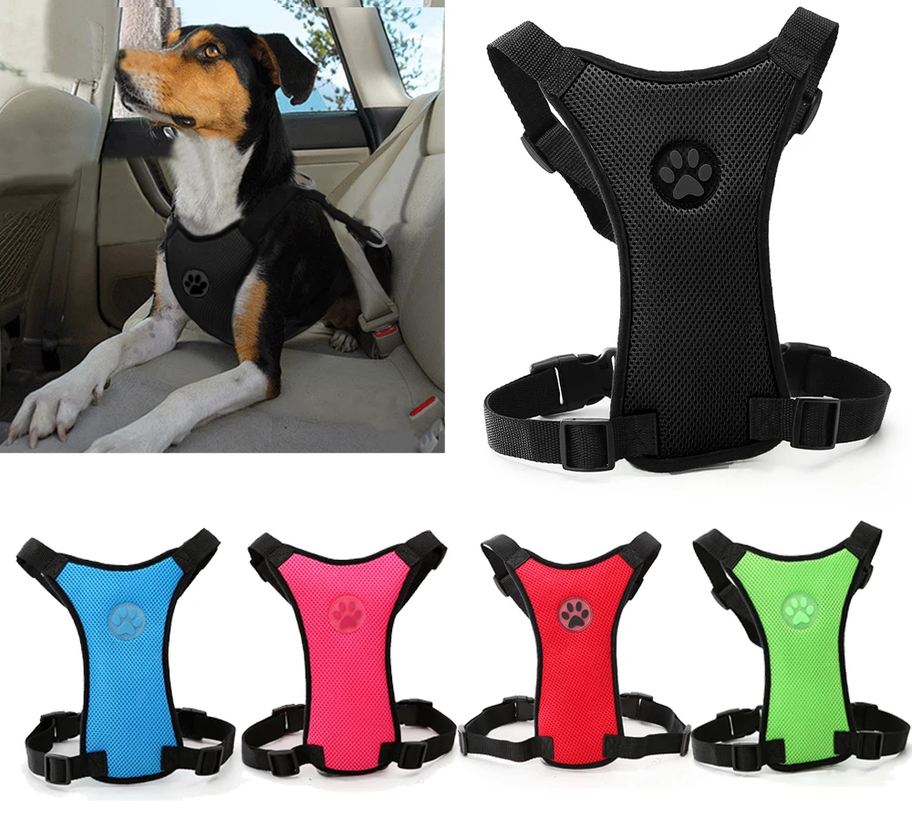 Сетчатый автомобильный поводок для собак, регулируемый безопасный поводок для собак, Воздухопроницаемый нейлоновый жилет для средних и больших собак Pitbull