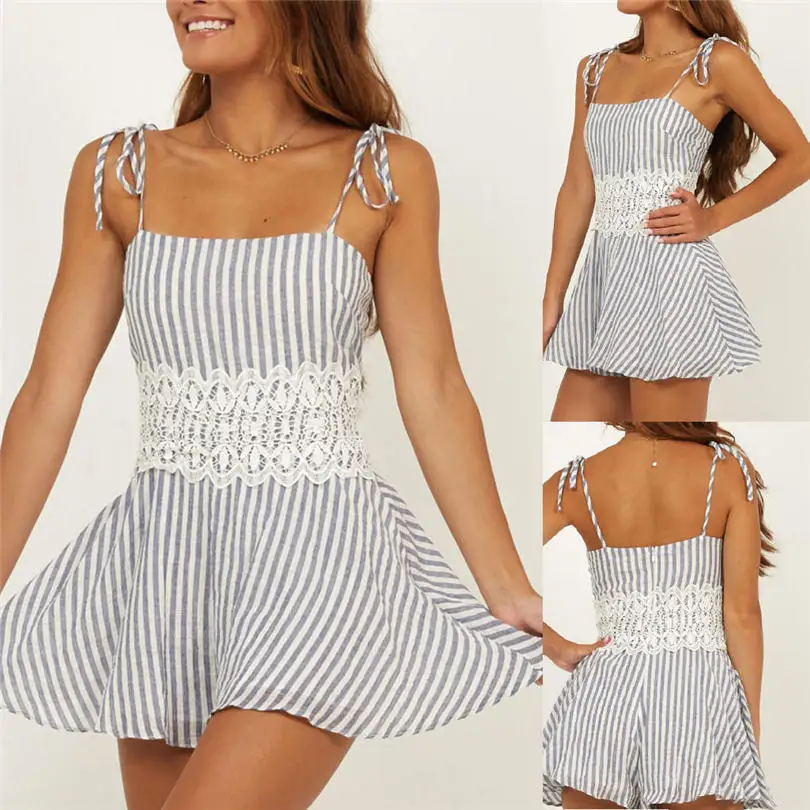  New Women Summer Fashion Casual Sexy Lace Printing Off-Shoulder Mini Rompers Playsuit Jumpsuit Trousers Clubwear #4A19 (1)