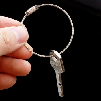 

5 Pcs EDC Steel Chain Key Ring Round Split Key Chain High Resilient Telescopic Wire Rope Outdoor Tools