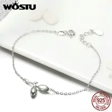 WOSTU,, 925 пробы, серебряный, Geen Hope, бутон, звено, цепочка, браслет для женщин, юбилей, браслет, S925 серебро, ювелирное изделие, подарок, FIB112