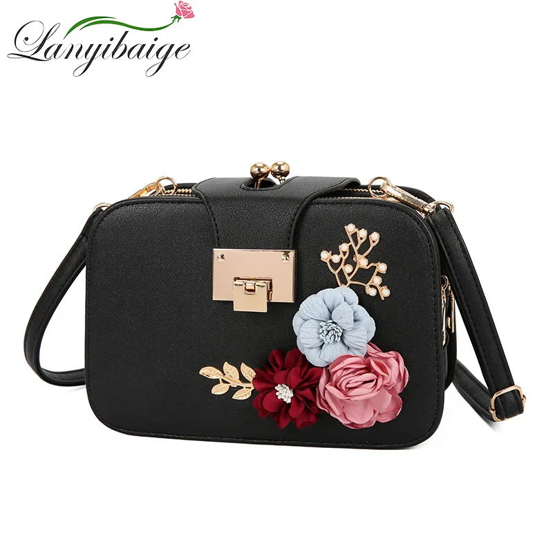 

Fashion 3 Layer Design Shoulder Bag Flowers Flap Designer Handbags PU Leather Clutch Bag Ladies Messenger Bags With Metal Buckle