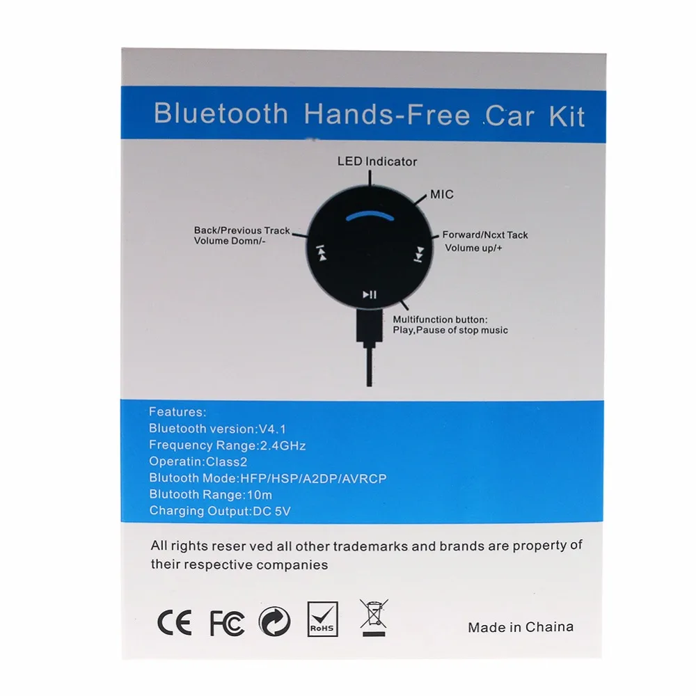 Bluetooth автомобильный комплект Aux вход беспроводной A2DP V4.1 аудио музыкальный