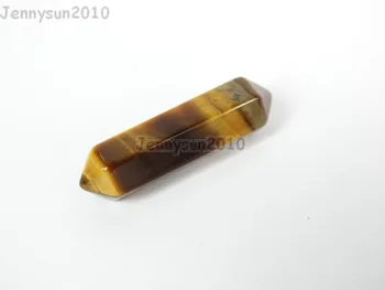 

Natural Tiger's Eye Gems stone Hexagonal Pointed Reiki Chakra Raw Wand Pendant Beads Necklace Jewelry 20Pcs/Pack