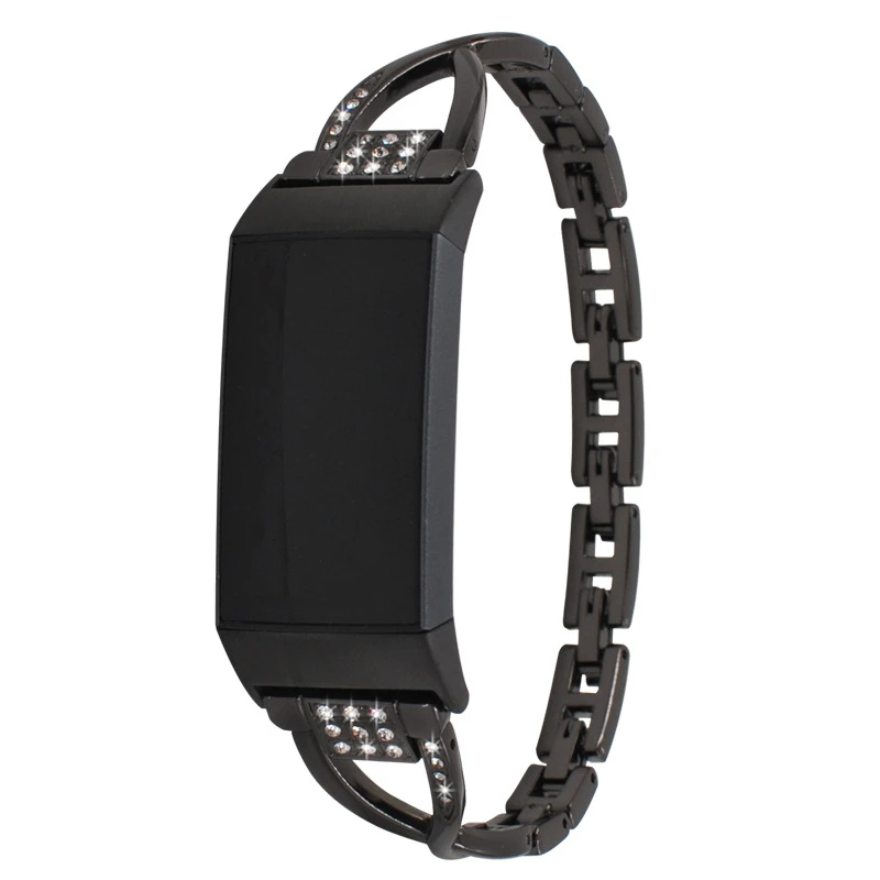 Stainless Steel Bling Bands for for Fitbit Charge 3 Smart Watch X-Link with Rhinestones Strap High Quality (9)