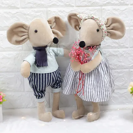 

Candice guo plush toy stuffed doll cartoon animal mouse rat dress bowknot scarf lover couple beddtime story friend baby gift 1pc