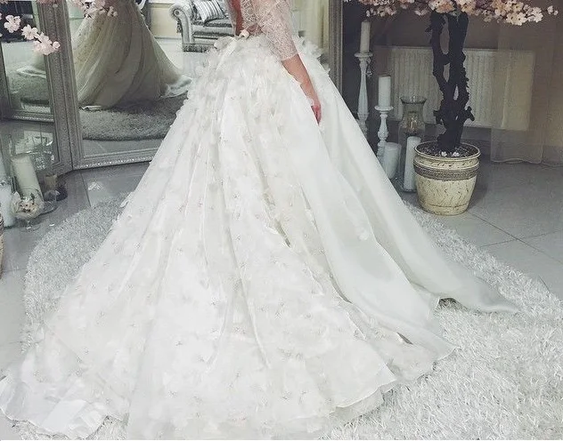 2017-Elegant-Slim-Handmade-Flowers-Wedding-Dress-Backless-Long-Sleeve-Bride-Gown-Romantic-Lace-Ball-Gown (3)