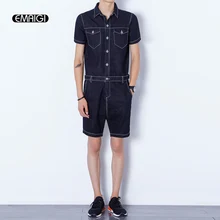 Sommer neue männer strampler harem shorts männer reißverschluss mode casual denim shorts jeans overalls slim fit shorts overalls