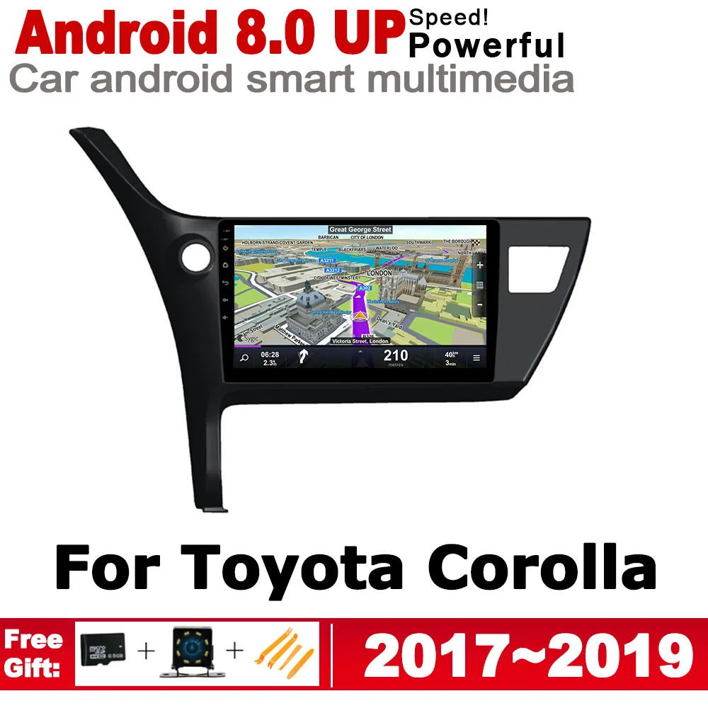 cheap Android 2 DIN Car DVD GPS For Toyota Corolla 2017 2018 2019 Navigation multimedia player HD Screen Stereo radio WiFi system