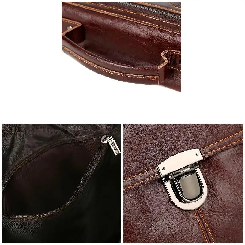 

Men Genuine Leather Vintage Buckle Shoulder Bag Satchel Crossbody Bag WF 668