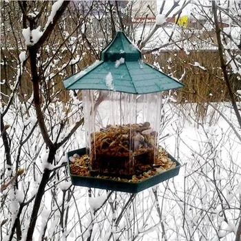 

Green Pavilion Bird feeder with Suction Cup Hanging Birdhouse for Outdoor XHC88