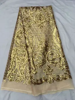 

African Mesh Lace Fabric Sequins Net Lace High Quality African Sequin French Lace Fabric for Sewing 2017 Tulle Sequin Fabric