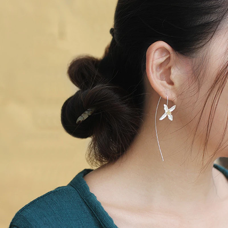 Handmade Genuine 925 Sterling Silver Special Poetic Clover Dangle Earrings Ethnic Vintage New Fashion Jewelry pendientes plata Fine Jewelry