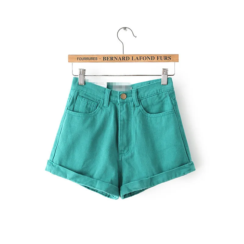 Горячая высокая талия джинсовые женские шорты Feminino Ретро бойфренд джинсы женские шорты плюс размер брюки короткие Femme - Цвет: Light Green Shorts