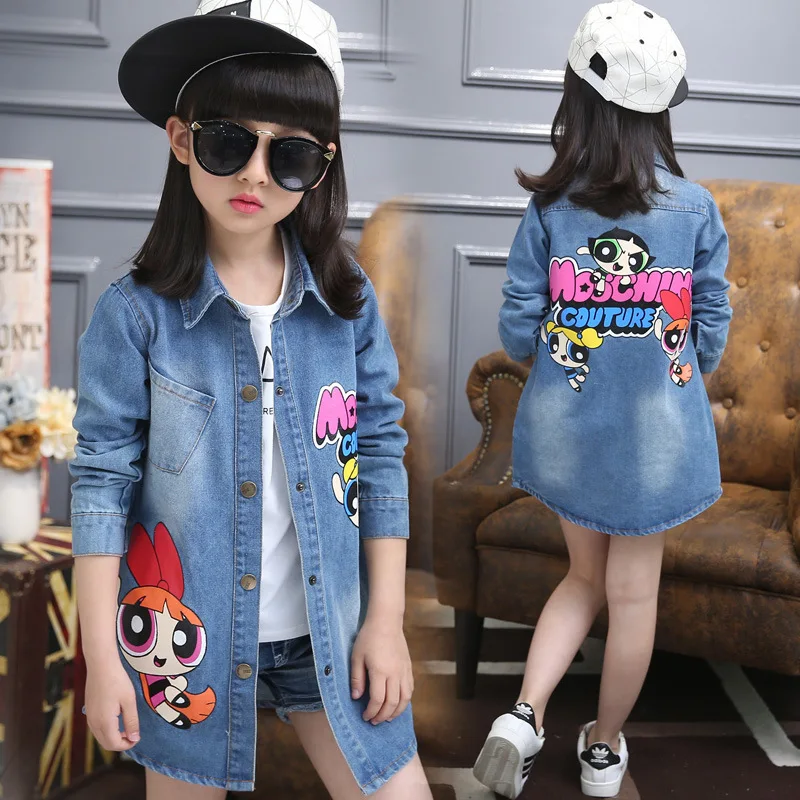 2016 New Girls Back to School Jacket Childrens Denim Jacket Girls Jean