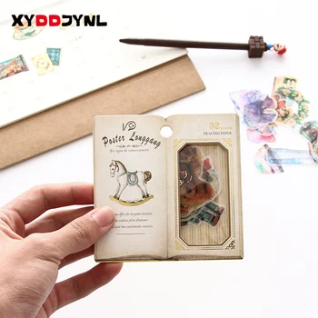 

1pack/32pc Creative Retro Stationery Sticker Pack DIY Diary Scrapbooking Stickers Cute Decoration Journal Stickers