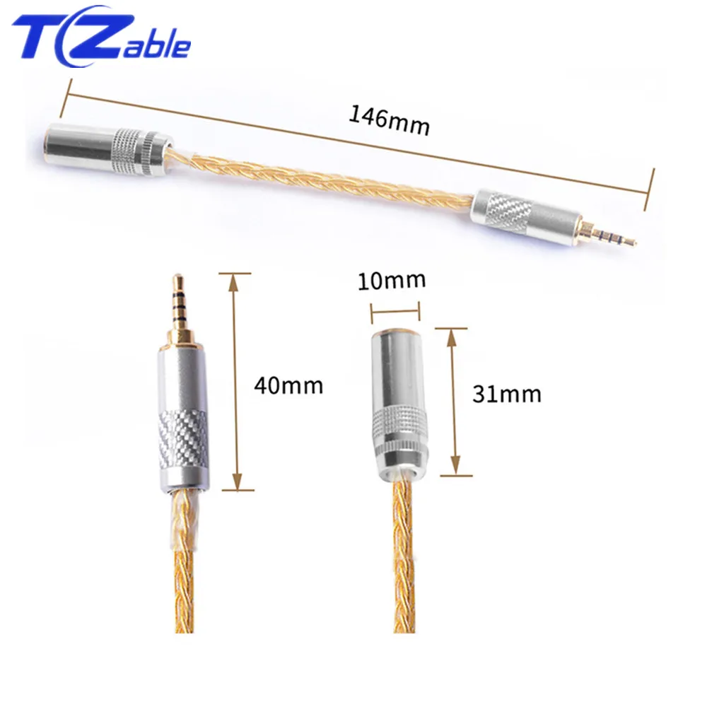 4 4mm Headphone Adapter Cable 8 Core Balanced Headset Cable Jack Stereo 4 4 Female To 2 5mm Male Audio Connector Cord AUX Cables