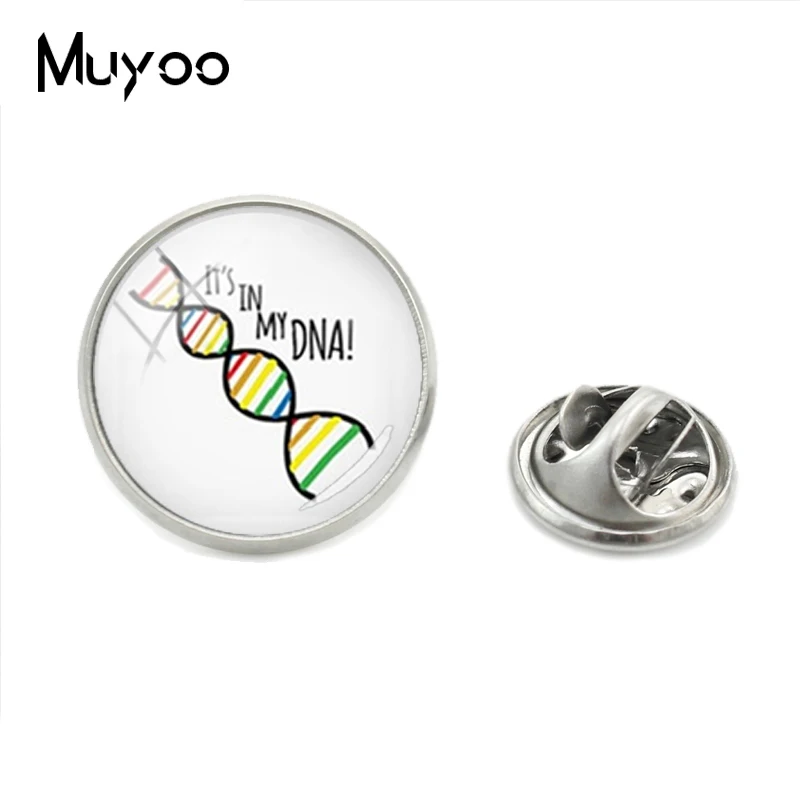 

2018 New Math Metal Pin Vintage Mathematic Chemical Formula Lapel Pin Glass Round Silver Jewelry