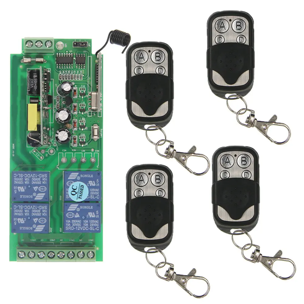 

10A AC 85-265V 4CH 4 CH Wireless RF Remote Control Switch Transmitter Receiver System For LED Light Control System Universal