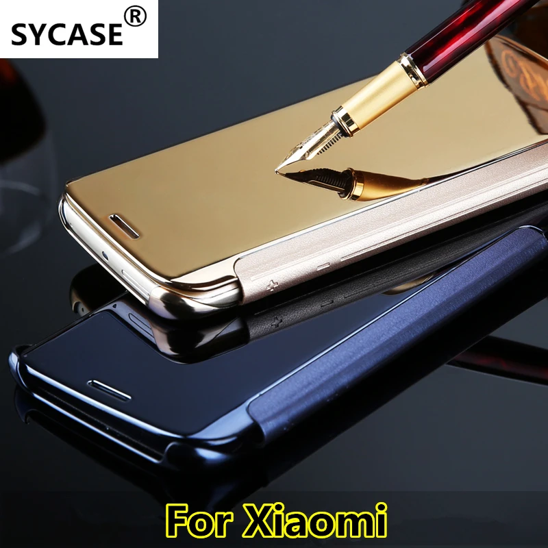 

SYCASE Smart Flip Case For Xiaomi mi 5 5S Note2 Redmi Pro Note3 Note 4 4X 5A Luxury Mirror PU Leather Smart Flip Phone Cover